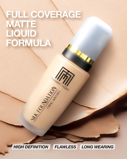 ✨ Masarrat Misbah Silk Foundation – Flawless finish, weightless feel 💫 Perfect for all skin types!